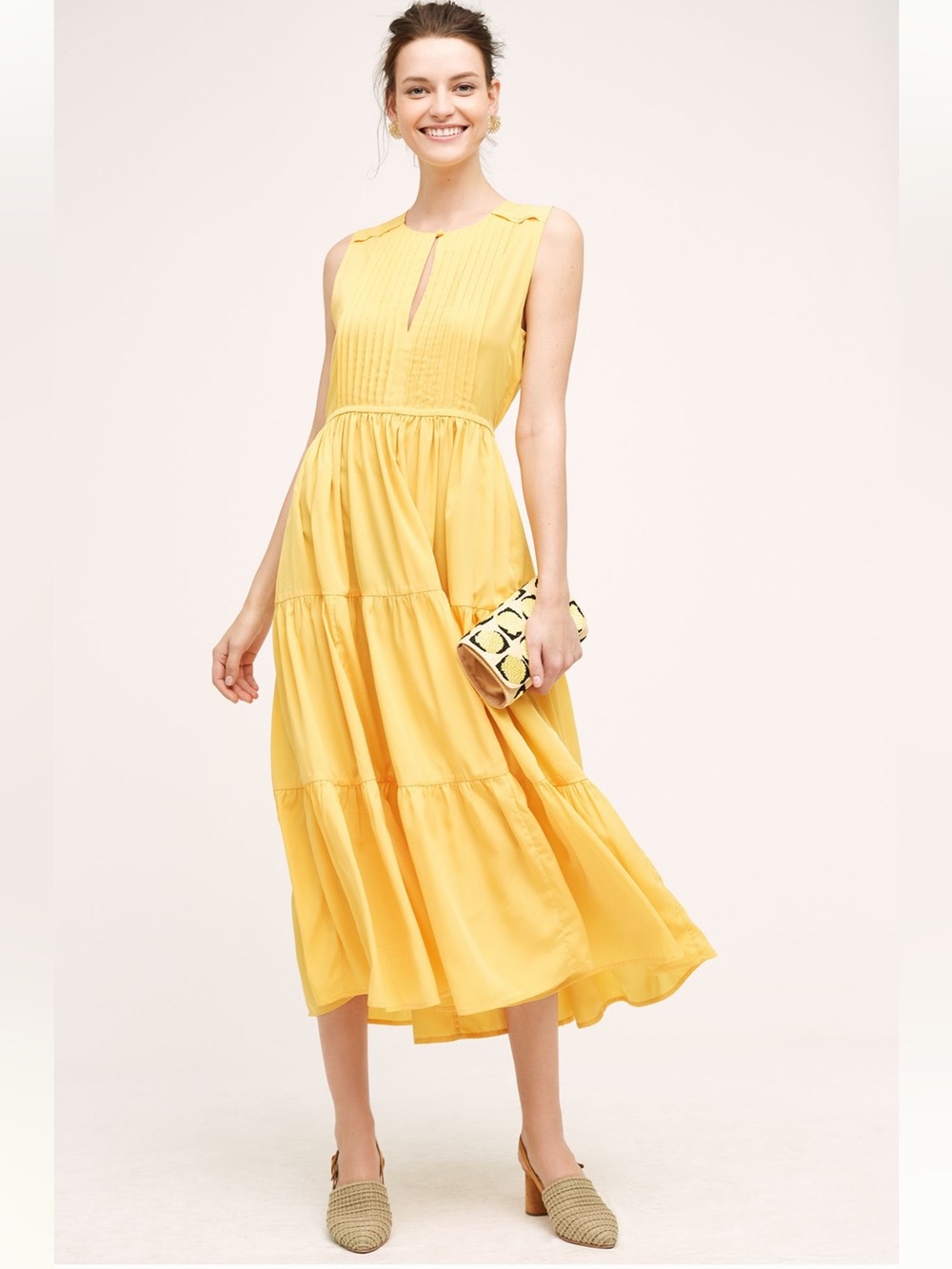Anthropology Whit Two Sunfield Long flow three-tiered maxi midi Sleeveless Dress